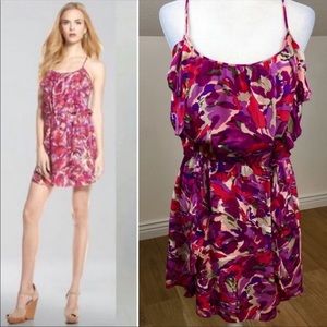 Parker 100% Silk Pink Floral Mini Dress
